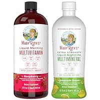 MaryRuth's Liquid Multivitamin (Raspberry) & Extra Strength Nighttime Multimineral (Lemonade) | Liquid Vitamins for Energy & Beauty | NO Melatonin Sleep Supplement | Sugar Free, Vegan, Non-GMO