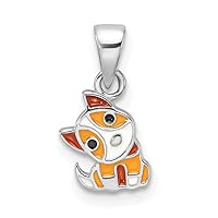 JewelryWeb 925 Sterling Silver Rhodium Plated Enamel Animal Pet Dog for boys or girls Pendant Necklace Measures 14.65x7mm Wide 1.5mm Thick