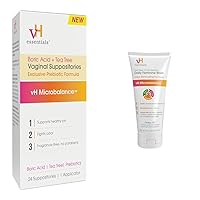 vH essentials Vaginal Health Bundle - Boric Acid + Tea Tree Suppositories (24 Count) + Tea Tree & Prebiotic Feminine Wash (6 Fl Oz)