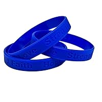 5 Colon Cancer Awareness Blue Ribbon Bracelets 100% Medical Grade Silicone Bracelet - Latex and Toxin Free - (5 Bracelets)