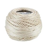  3 Counts DMC 116/8 Pearl Cotton Thread Balls  (Black,White,Cream) - Black(310) Bundle with DMC Pearl Cotton Ball White  (Blanc) and Cream (712), Size 8, Length 87 Yards, Inceler Supplies