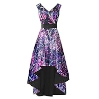 High Low Camo Mother of The Birde Dress Bridesmaid Gown V Neck