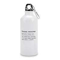 Custom Definition Print Dictionary Quotes Travel Bottles 20oz Human Resources Aluminum Bike Water Bottle With Buckle And Sport Top Travelling Bottles for Gym Sports Fishing Gym, White