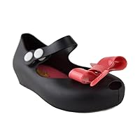 Happy Toddler Girls Mini IJ-2 Bow Mary Jane Hidden Wedge Flats Shoes, Black, 8