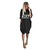 Sexy Sundresses for Women 2024,Womens Easter Dress O-Neck Cute Printed Long Sleeve Pocket Skirt Casual Maternit