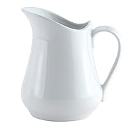 HIC Kitchen Creamer Pitcher with Handle, Fine White Porcelain, 16-Ounce