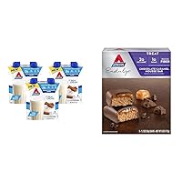 Atkins Creamy Cinnamon Swirl Protein Shake, 15g Protein, 12 Count and Chocolate Caramel Mousse Bar, 1g Sugar, 5 Count Bundle