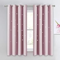 NICETOWN Star Curtain for Girl's Room - Thermal Insulated Hollow Star Cut Out Room Darkening Curtain and Drapery (Lavender Pink=Baby Pink, Sold Individually, 52 inches x 63 inches)
