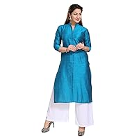 Women's Silk Blue Straight Kurti for All Plus Size and Small Size