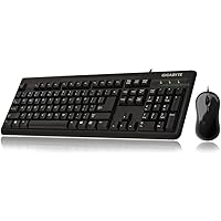 Gigabyte Keyboard and Mouse Combo Set (GK-KM3100). Black Color. Wired. 10 Key Keyboard and Mouse.