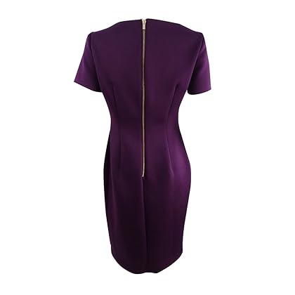 Calvin Klein Women's Short Sleeved Dress with Aysmmetircal Neckline