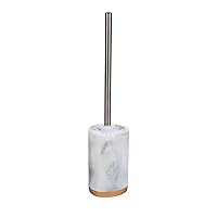 Toilet Brush and Holder Set, for Bathroom, Bathroom Accessory, Marble Design, Resin, White