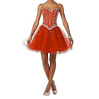 Women's Sweetheart Beaded Short Prom Homecoming Quinceanera Dresses