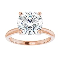 10K Solid Rose Gold Handmade Engagement Rings 3.5 CT Round Cut Moissanite Diamond Solitaire Wedding/Bridal Rings Set for Women/Her Propose Rings, Perfact for Gifts Or As You Want