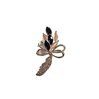 Fashion Jewelry Rose Gold and Rhinestone Bow Brooch with Elegant Blue and Pink Gems