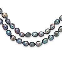 9 10mm Baroque Black Freshwater Cultured Pearl Endless 64inch Necklace Jewelry for Women