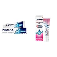 biotène Fluoride Toothpaste for Dry Mouth Symptoms, Bad Breath Treatment and Cavity Prevention & Oral Balance Moisturizing Gel, Alcohol Free Gel and Dry Mouth Gel, Flavor Free, 1.5 Oz