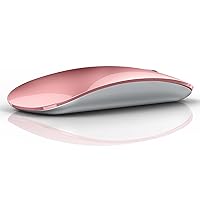 TENMOS M18 Bluetooth Mouse, USB C Rechargeable Wireless Mouse, Triple Mode (Dual Bluetooth+USB) Computer Silent Mice Portable with USB Receiver Type C Adapter for Laptop/MacBook/iPad/PC- Rose Gold