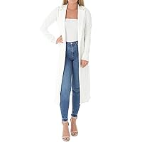 Ladies Plain Long Sleeve Collared Jacket Cardigan Womens Party Wear Duster Coat