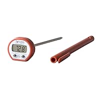 Taylor Instant Read Digital Meat Food Grill BBQ Cooking Kitchen Thermometer, Comes with Pocket Sleeve Clip, Red