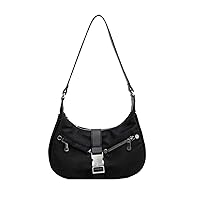 Oichy Shoulder Bags for Women Cute Hobo Handbag Nylon Crossbody Bag Mini Clutch Purse with Zipper Closure