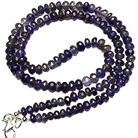 Natural Gemstone Iolite Faceted 5 to 6MM Rondelle Beads 17.5 Inch Full Strand Complete Necklace Water Sapphire CHIK-NECK-66160