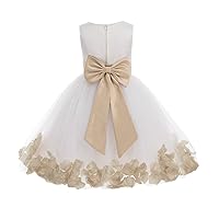 Ivory Tulle Rose Petals Formal Flower Girl Dresses Easter Summer Dresses 302T