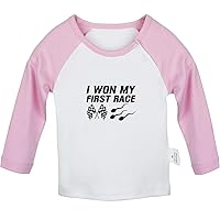 I Won My First Race Funny T Shirt, Infant Baby T-Shirts, Newborn Long Sleeves Graphic Tee Tops