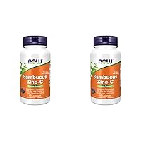 NOW Supplements, Sambucus Zinc-C with Elderberry Concentrate and Vitamin C, 60 Lozenges (Pack of 2)