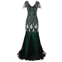 Women's Vintage Dress Sequin Dress Banquet Light Party Evening Dress Fishtail Skirt Long L EN8ish-gold
