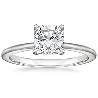 1 CT Cushion Cut Colorless Moissanite Engagement Ring, Wedding/Bridal Ring Set, Solitaire Halo Style, Solid Sterling Silver Vintge Antique Anniversary Promise Rings Gift for Her