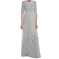 Mother of The Bride Dresses Laces Appliques Chiffon Pleated Prom Dress A Line Formal Evening Party Gowns