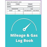 Gas and Mileage Log Book: Auto Mileage Tracker To Record And Track Your Daily Mileage For Taxes (Aqua Blue)