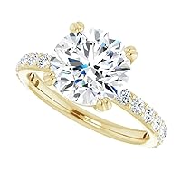 10K Solid Yellow Gold Handmade Engagement Ring 4.0 CT Round Cut Moissanite Diamond Solitaire Weddings/Bridal Ring Set for Women/Her Propose Ring