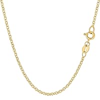 14k SOLID Yellow or White 2.0mm Shiny Diamond Cut Rolo Chain Necklace Or Bracelet for Pendants and Charms with Spring-Ring Clasp (16