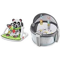 Fisher-Price Portable Baby Chair Sit-Me-Up Floor Seat with Toys, Panda Paws and Bassinet Play Space with Toys, Windmill