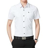 Men's Military Shirt,Short Sleeve,Cotton,Breathable,Retro Style with Pocket,Slim Fit
