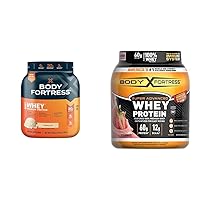 Body Fortress 100% Whey, Premium Protein Powder, Vanilla, 1.74lbs (Packaging May Vary) & 100% Whey, Premium Protein Powder, Strawberry, 1.78lbs (Packaging May Vary)