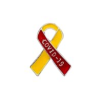 Virus Awareness Ribbon Pins – Red & Yellow Ribbon Pins for Virus Awareness, Fundraising, Gift-Giving and Support