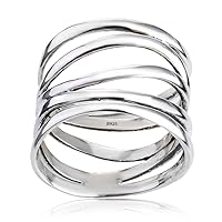 Multi Rows Cross Lines Knot Band Ring,S925 Sterling Silver Wide Chunky Bands Ring,Cocktail Party Statement Band Ring for Women