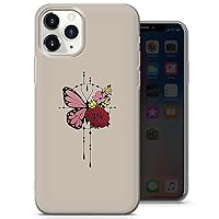For iPhone 13 6.1 inch - Cute Butterfly Phone Case, Butteflies Flower Pastel Print Cover - Thin Shockproof Slim Soft TPU Silicone - Design 4 - A93