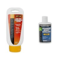 Sawyer SPF 30 Stay-Put System 1 Sunblock Lotion Tottle (8-Ounce) & SP564 Premium Insect Repellent with 20% Picaridin, Lotion, 4-Ounce