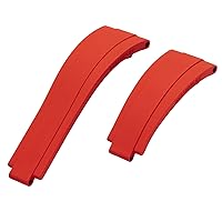 Suitable for Rolex Rubber Watch Strap 20mm，21mm Without Buckle (Color : Red, Size : 20mm)