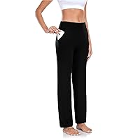 TownCat Women’s Yoga Pants with Pockets, High Waist Workout Straight Leg Pants, Womens Soft Gym Stretch Bootcut Pants