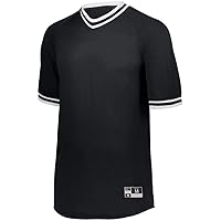 Holloway Retro V-Neck Men's Baseball Jersey, Black | White, XX-Large