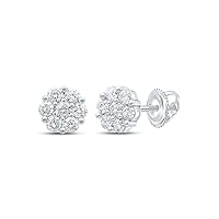 14K White Gold Diamond Flower Cluster Earrings 2-3/4 Ctw.