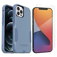 OtterBox iPhone 12 & iPhone 12 Pro (Only) - Commuter Series Case - Crisp Denim (Blue) - with Glass Elite+ Clear Screen Protector - Pocket-Friendly - with Port Protection - Non-Retail Packaging