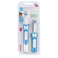 MAM Learn to Brush Set (1 Baby's Brush Toothbrush, 1 Training Brush, 1 Safety Shield), Baby Toothbrushes with Brushy The Bear, Interactive App, for Boys 5+ Months, Blue
