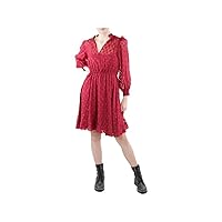 Calvin Klein Women's 3/4 Sleeve Clip Dot Mock Neck Dress Cranberry 6