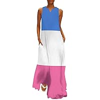 Proposed Separate Heterosexual Pride Flag Women's Summer Sleeveless Maxi Dress Slim Fit Ankle Length Long Dresses